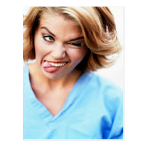 Funny Face Woman Template postcards