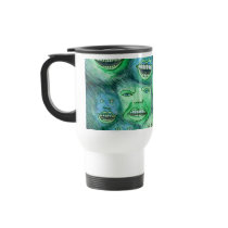 Funny Faces. Fun Cartoon Monsters. Green. Coffee Mug