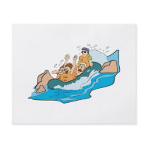 funny family whitewater rafting cartoon personalised flyer