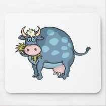 funny fat blue cow mouse pad