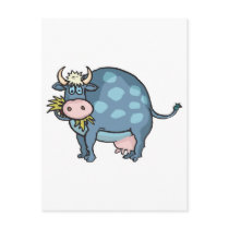 funny fat blue cow postcards