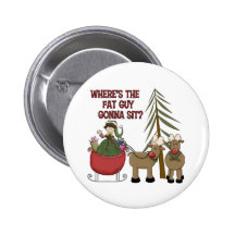 Funny Fat Guy Christmas Button