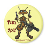 Funny fire ant with guns cartoon art magnet