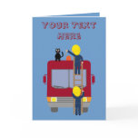 Funny firemen rescuing cat card