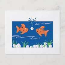 funny fish pondering golf balls underwater flyer design