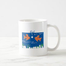 funny fish pondering golf balls underwater mugs
