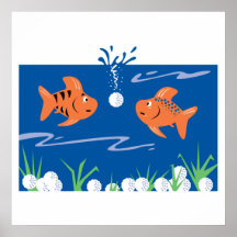 funny fish pondering golf balls underwater print