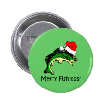 Funny fishing Christmas Button