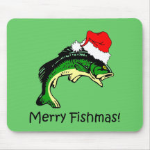 Funny fishing Christmas Mousemat