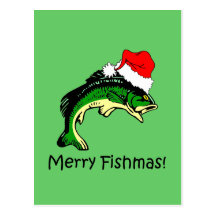 Funny fishing Christmas Postcard