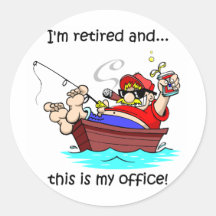 Funny fishing retirement round stickers