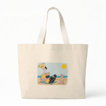 funny flamingo on vacation canvas bag