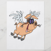 funny flying pig flyer cartoon
