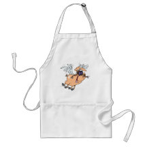 funny flying pig flyer cartoon aprons