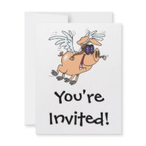 funny flying pig flyer cartoon personalized announcement