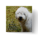 Funny Frizzy Hair Dog Pinback Button