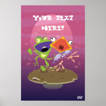 Funny Frog and Bird Poster