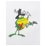 funny frog playing bass guitar froggy cartoon flyers