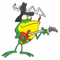 funny frog playing bass guitar froggy cartoon photo cutout