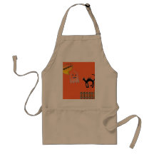 Funny Ghost Scaring Black Cat Aprons