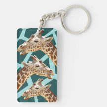 Funny Giraffe Print Teal Blue Wild Animal Patterns Acrylic Keychains