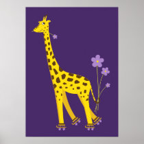Funny Giraffe Roller Skating (Medium) Kids posters