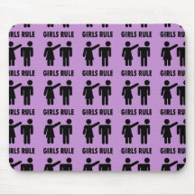 Funny Girls Rule Purple Girl Power Feminist Gifts Mouse Mats