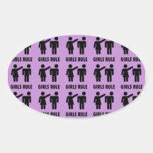 Funny Girls Rule Purple Girl Power Feminist Gifts Oval Sticker