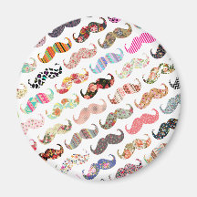Funny Girly  Colourful Patterns Moustaches Fridge Magnets