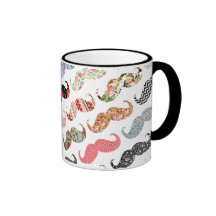 Funny Girly  Colourful Patterns Moustaches Mugs