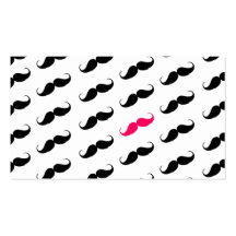 Funny Girly Pink  And Black Moustache Pattern Business Card