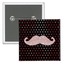 Funny Girly Pink Bling Moustache Polka Dots Patter