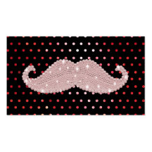 Funny Girly Pink Bling Moustache Polka Dots Patter Business Card Templates