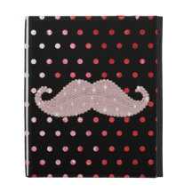 Funny Girly Pink Bling Moustache Polka Dots Patter iPad Cases