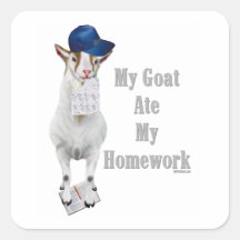 Funny Goat Ate My Homework Sticker
