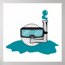 funny golf ball with snorkel poster