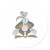 funny goofy buzzard round sticker