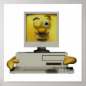 funny goofy winking computer posters