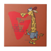 funny graffiti giraffe cartoon tile