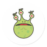 funny green monster round sticker