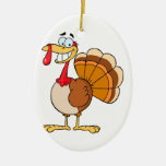 funny grinning happy turkey cartoon christmas ornament