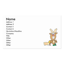 Funny Grinning Reindeer at North Pole Business Cards