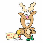 Funny Grinning Reindeer at North Pole photo sculptures