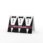 FUNNY Groomsman Invite with Three Tuxes cards
