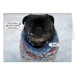 Funny Grumpy Pug Christmas Card