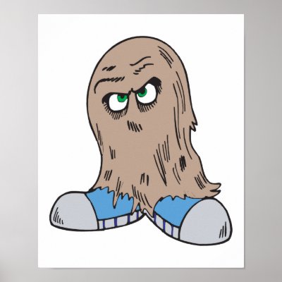 funny hair monster with shoes print by doonidesigns