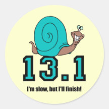 Funny half marathon round sticker