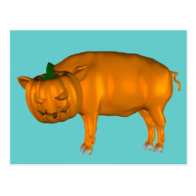 Funny Halloween Pig Postcard