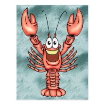 Funny Happy Lobster Post Card