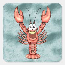 Funny Happy Lobster Square Stickers